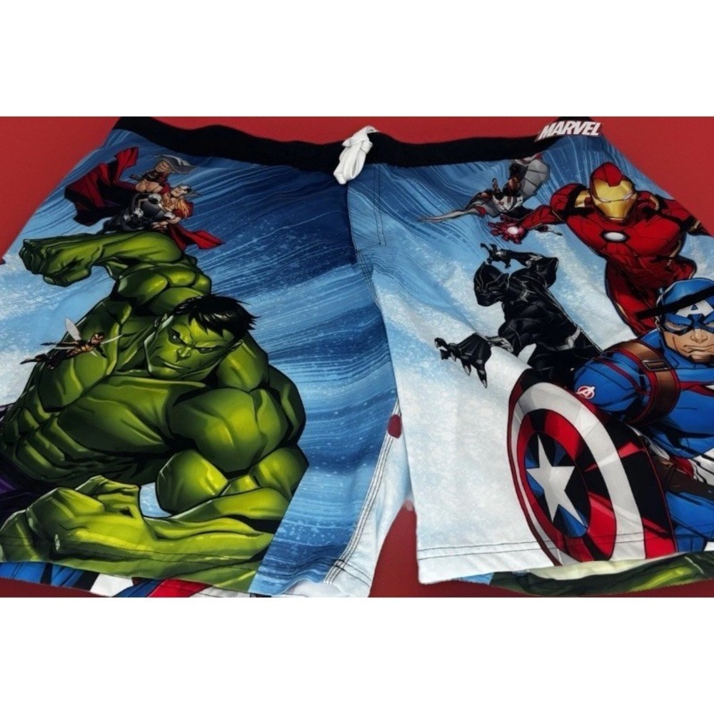 Marvel Mens Swim Trunks Hulk Iron Man Captain America Graphic 4XL Drawstring